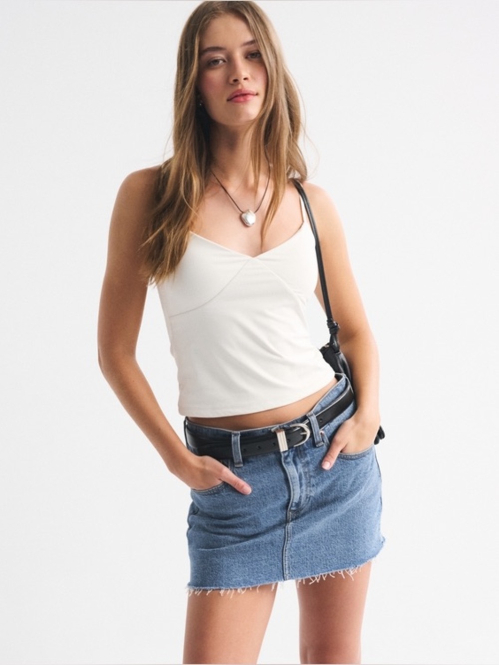 Abercrombie & Fitch Mid Rise Curve Love Denim Mini Skirt - Size 30